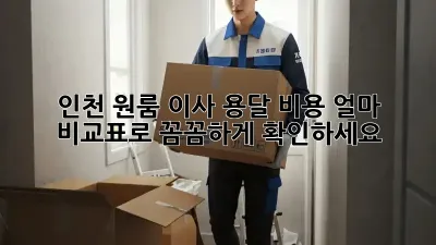 인천 원룸 이사, 용달 비용 얼마? 비교표로 꼼꼼하게 확인하세요!